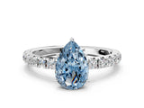 White gold Fancy Blue Pear Cut Diamond Pavé Solitaire Engagement Ring with Four-Prong Setting_78