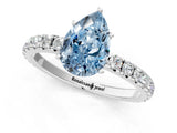 White gold Fancy Blue Pear Cut Diamond Pavé Solitaire Engagement Ring with Four-Prong Setting_79