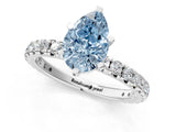 White gold Fancy Blue Pear Cut Diamond Pavé Solitaire Ring with Round Band and Prong Setting_15
