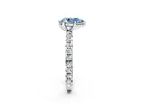 White gold Fancy Blue Pear Cut Diamond Pavé Solitaire Ring with Round Band and Prong Setting_16