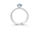 White gold Fancy Blue Pear Cut Diamond Pavé Solitaire Ring with Round Band and Prong Setting_17