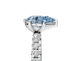 White gold Fancy Blue Pear Cut Diamond Pavé Solitaire Ring with Round Band and Prong Setting_19