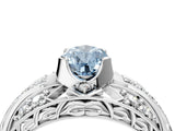 White gold Fancy Blue Pear Cut Diamond Pave Art Deco Split Shank Ring with Four-Prong Setting_4