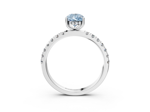 White gold Fancy Blue Pear  Cut Diamond Pave Band Solitaire Ring with Four-Prong Setting_27