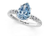 White gold Fancy Blue Pear Cut Diamond Pave Band Solitaire Ring with Round  and Prong Setting_131