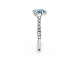 White gold Fancy Blue Pear Cut Diamond Pave Band Solitaire Ring with Round  and Prong Setting_132