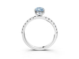 White gold Fancy Blue Pear Cut Diamond Pave Band Solitaire Ring with Round  and Prong Setting_133