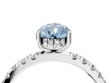 White gold Fancy Blue Pear Cut Diamond Pave Band Solitaire Ring with Round  and Prong Setting_134