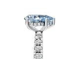 White gold Fancy Blue Pear Cut Diamond Pave Band Solitaire Ring with Round  and Prong Setting_135