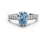 White gold Fancy Blue Pear  Cut Diamond Pave Band with Four-Prong Setting_36