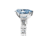 White gold Fancy Blue Pear  Cut Diamond Ring with Baguette Side Stones, Channel Set Band, and Four-Prong Setting_41