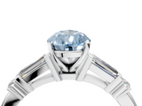 White gold Fancy Blue Pear  Cut Diamond Ring with Baguette Side Stones, Channel Set Band, and Four-Prong Setting_7
