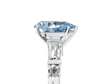 White gold Fancy Blue Pear  Cut Diamond Ring with Baguette Side Stones, Channel Set Band, and Four-Prong Setting_8