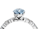 White gold Fancy Blue Pear Cut Diamond Ring with Marquise and Round  Side Stones and Four-Prong Setting_68