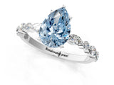 White gold Fancy Blue Pear Cut Diamond Ring with Marquise and Round  Side Stones and Four-Prong Setting_70