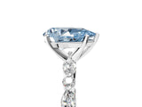 White gold Fancy Blue Pear Cut Diamond Ring with Marquise and Round  Side Stones and Four-Prong Setting_74