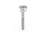 White gold Fancy Blue Pear Cut Diamond Ring with Milgrain Pavé Band and Four-Prong Setting_34