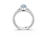 White gold Fancy Blue Pear Cut Diamond Ring with Milgrain Pavé Band and Four-Prong Setting_35