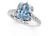 White gold Fancy Blue Pear Cut Diamond Ring with Pavé Band and Floral Prong Setting_40