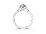White gold Fancy Blue Pear Cut Diamond Ring with Pavé Band and Floral Prong Setting_42