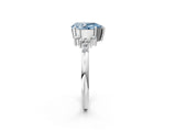 White gold Fancy Blue Pear Cut Diamond Ring with Side Stones and Four-Prong Setting_192