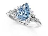 White gold Fancy Blue Pear Cut Diamond Ring with Side Stones and Four-Prong Setting_193