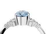 White gold Fancy Blue Pear Cut Diamond Ring with Side Stones and Four-Prong Setting_195