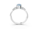 White gold Fancy Blue Pear Cut Diamond Ring with Side Stones and Four-Prong Setting_195