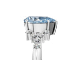 White gold Fancy Blue Pear Cut Diamond Ring with Side Stones and Four-Prong Setting_196