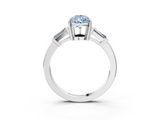 White gold Fancy Blue Pear  Cut Diamond Ring with Tapered Baguette Side Stones in Four-Prong Setting_6