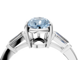 White gold Fancy Blue Pear  Cut Diamond Ring with Tapered Baguette Side Stones in Four-Prong Setting_7