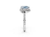 White gold Fancy Blue Pear Cut Diamond Scalloped Halo Engagement Ring with Round Shared Prong Band_15