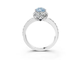 White gold Fancy Blue Pear Cut Diamond Scalloped Halo Engagement Ring with Round Shared Prong Band_16