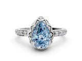 White gold Fancy Blue Pear Cut Diamond Scalloped Halo Engagement Ring with Round Shared Prong Band_43