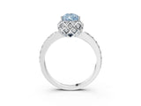 White gold Fancy Blue Pear Cut Diamond Scalloped Halo Engagement Ring with Round Shared Prong Band_46