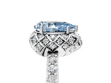White gold Fancy Blue Pear Cut Diamond Scalloped Halo Engagement Ring with Round Shared Prong Band_48