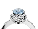 White gold Fancy Blue Pear Cut Diamond Scalloped Halo Engagement Ring with Round Shared Prong Band_65