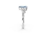 White gold Fancy Blue Pear Cut Diamond Scattered Round Accent Ring with Prong Setting_14