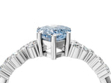 White gold Fancy Blue Pear Cut Diamond Scattered Round Accent Ring with Prong Setting_16