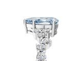 White gold Fancy Blue Pear Cut Diamond Scattered Round Accent Ring with Prong Setting_17