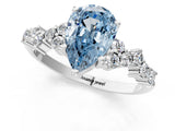White gold Fancy Blue Pear Cut Diamond Scattered Round Accent Ring with Prong Setting_25