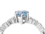 White gold Fancy Blue Pear Cut Diamond Scattered Round Accent Ring with Prong Setting_28