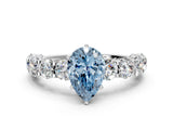 White gold Fancy Blue Pear Cut Diamond Side Stone Engagement Ring with Four-Prong Setting_36