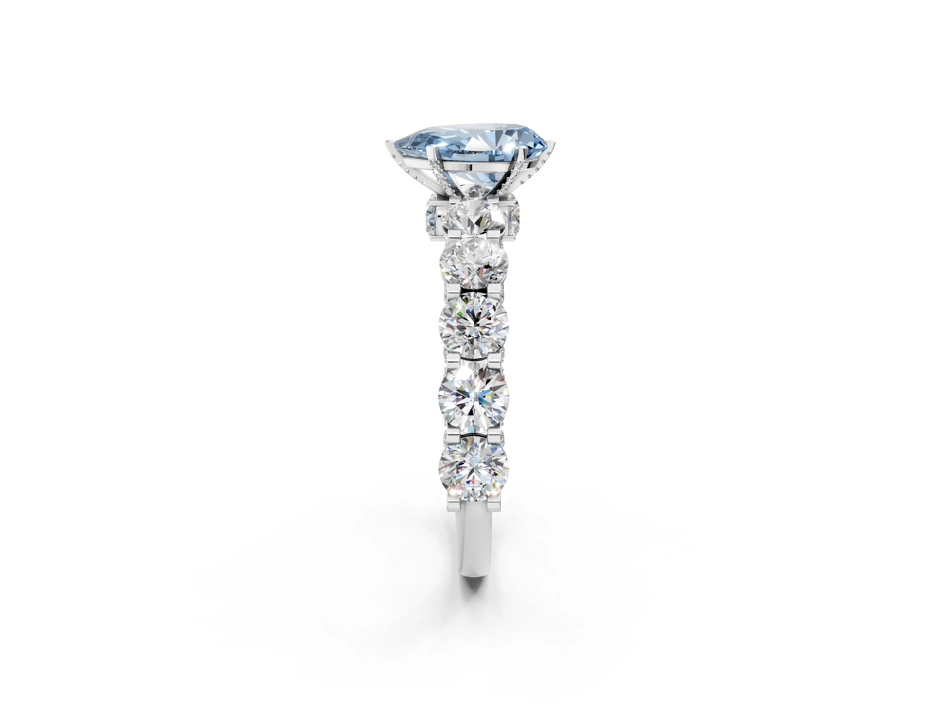 White gold Fancy Blue Pear Cut Diamond Side Stone Engagement Ring with Four-Prong Setting_38