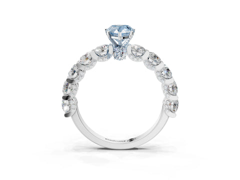 White gold Fancy Blue Pear Cut Diamond Side Stone Engagement Ring with Four-Prong Setting_39