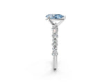 White gold Fancy Blue Pear Cut Diamond Side Stone Solitaire Ring with Round  and Four-Prong Setting_14