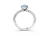 White gold Fancy Blue Pear Cut Diamond Side Stone Solitaire Ring with Round  and Four-Prong Setting_15