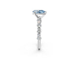 White gold Fancy Blue Pear Cut Diamond Side Stone Solitaire Ring with Round  and Four-Prong Setting_170