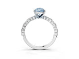 White gold Fancy Blue Pear Cut Diamond Side Stone Solitaire Ring with Round  and Four-Prong Setting_171