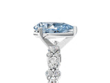 White gold Fancy Blue Pear Cut Diamond Side Stone Solitaire Ring with Round  and Four-Prong Setting_173